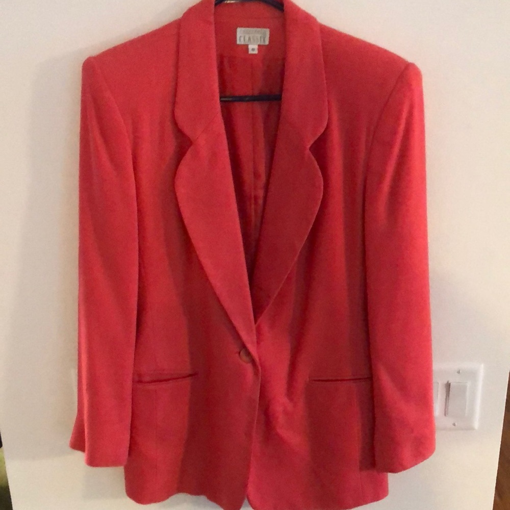 Coral linen lined blazer with front Ali pockets